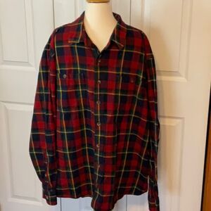 Duluth‎ Untucked Red Plaid Button Down Cotton Shirt XL Tall